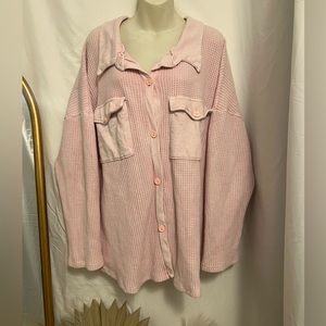 Light Baby Pink Waffle Knit Shacket